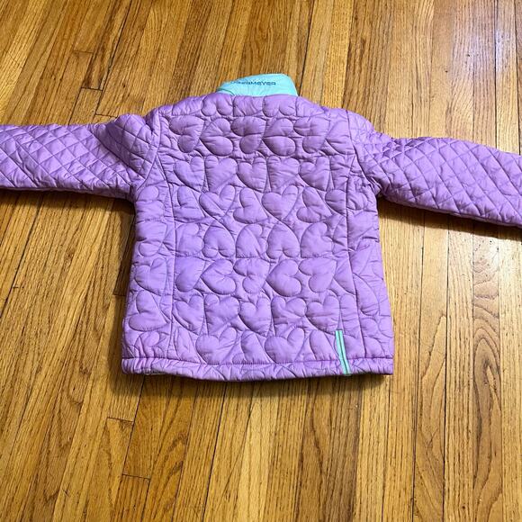 Obermeyer Jacket Girls Kids 5 Floral Purple Reversible Winter Coat - Picture 4 of 9
